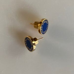 *Excellent Condition* Marc Jacobs the Medallion Studs earrings in gold/blue